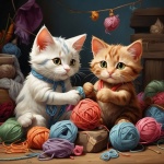 Cats And Yarn Art Print
