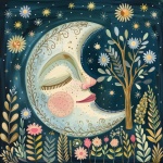 Whimsical Half Moon Art Print