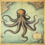 Antique Map Octopus Art Print