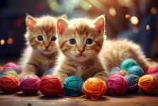 Kittens With Yarn Balls