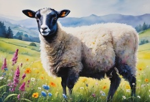 Sheep In A Flower Meadow