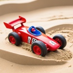 Toy Race Car In A Sandbox