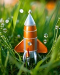 Toy Rocket Ship In The Grass