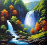 Waterfall Landscape Illustration