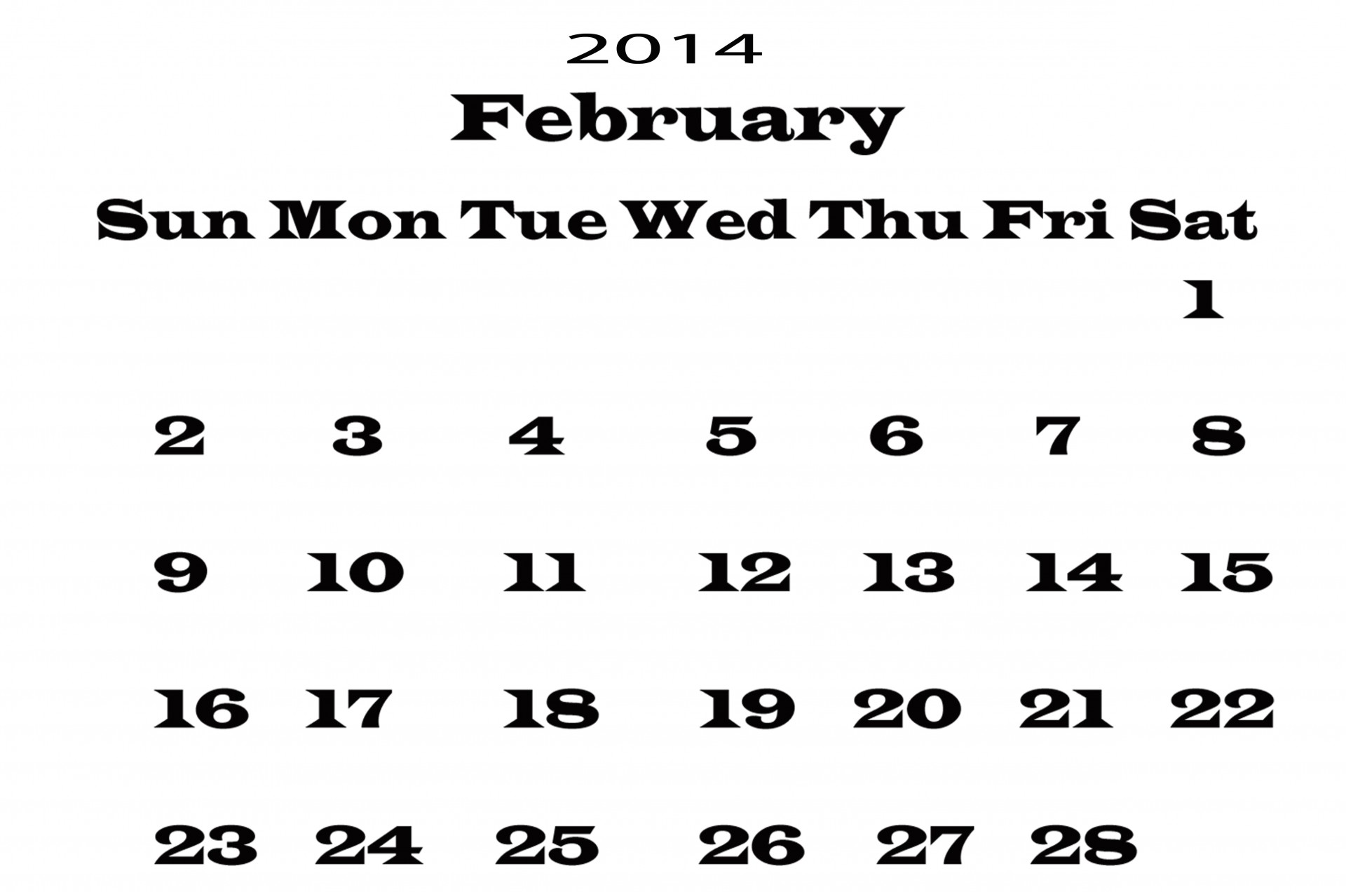 2014-calendar-february-template-free-stock-photo-public-domain-pictures