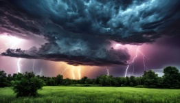 Thunderstorm Storm Lightning Landscape