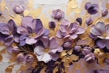 Gold, Purple Floral Background
