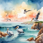 Nautical Pelican And Seagull Art