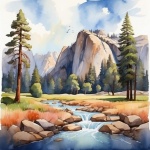 Yosemite Watercolor Illustration