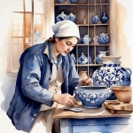 Delft Pottery Watercolor Art Print