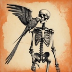 Halloween Skeleton With A Bird