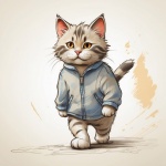 Hoodie Jacket Cat Art Print