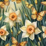 Butterfly And Daffodil Art Print