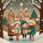 Cartoon Christmas Chorus Children