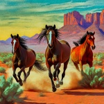 Desert Wild Horses Art Print