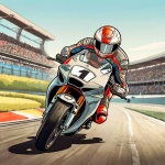 Motorcycle Racer Caricature Cartoon