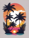 Palm Trees Beach Sea Sunset