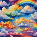 Rainbow Sky Clouds Watercolor