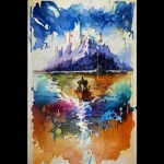 Watercolor Painting Asia Scenic