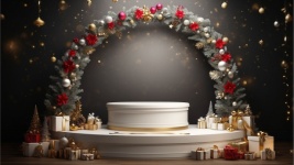 Christmas Podium With Decorations