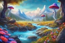 Fantasy River Landscape