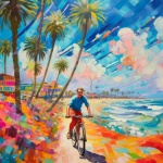 Psychedelic Beach Bicycle Ride Art
