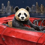 Urban Panda Bear Surreal Art Print