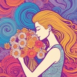 Woman With Bouquet Of Flowers Art