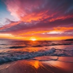 Beach Sea Waves Sunset