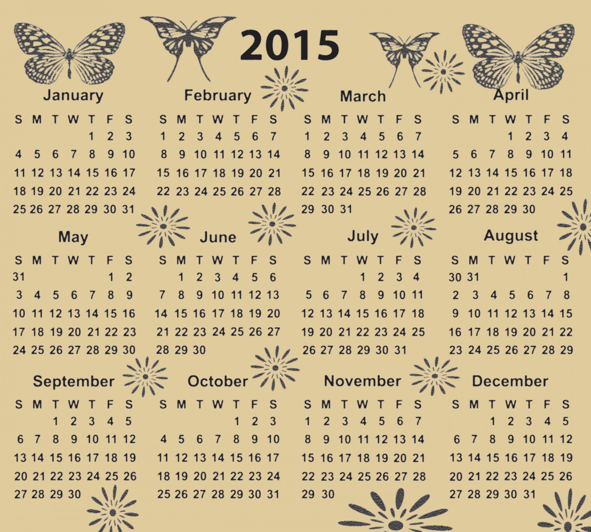 2015 Calendar Butterfly