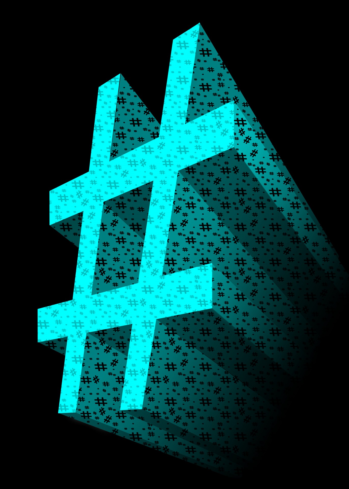 Aqua 3D Hashtag Symbol
