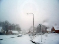 Neighborhood Street Covered i Snow