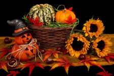 La decoración de Halloween en el otoño