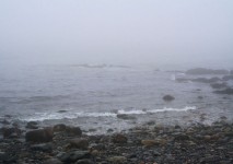 Oceanul-Rocks în ceaţă