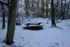 Piknik lavičce ve sněhu 2
