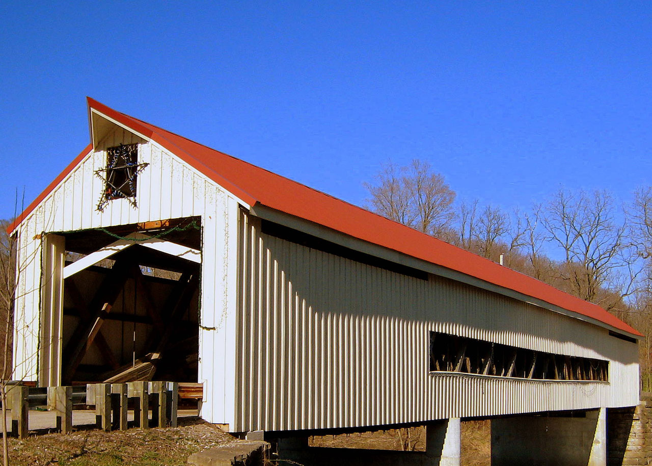 Covered Bridge With Red Roof