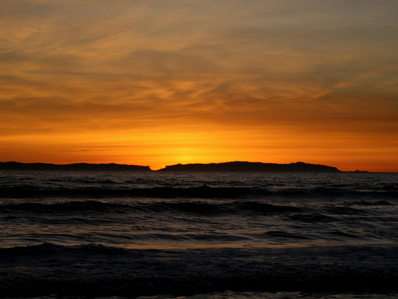 Pôr do sol ao longo Catalina Island