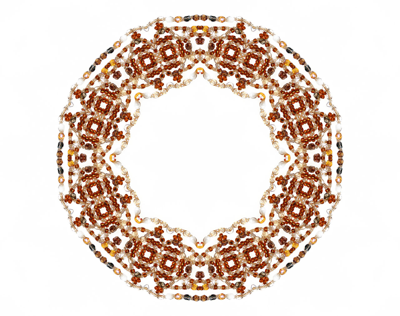 Amber frame round beads