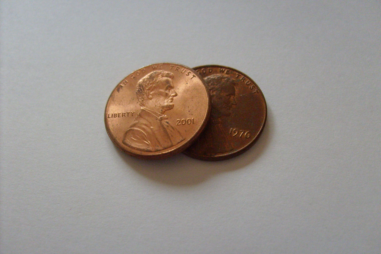 Duas moedas de um centavo