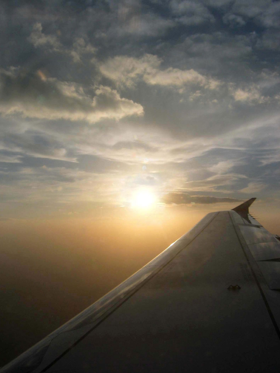 Avion ligne coucher du soleil