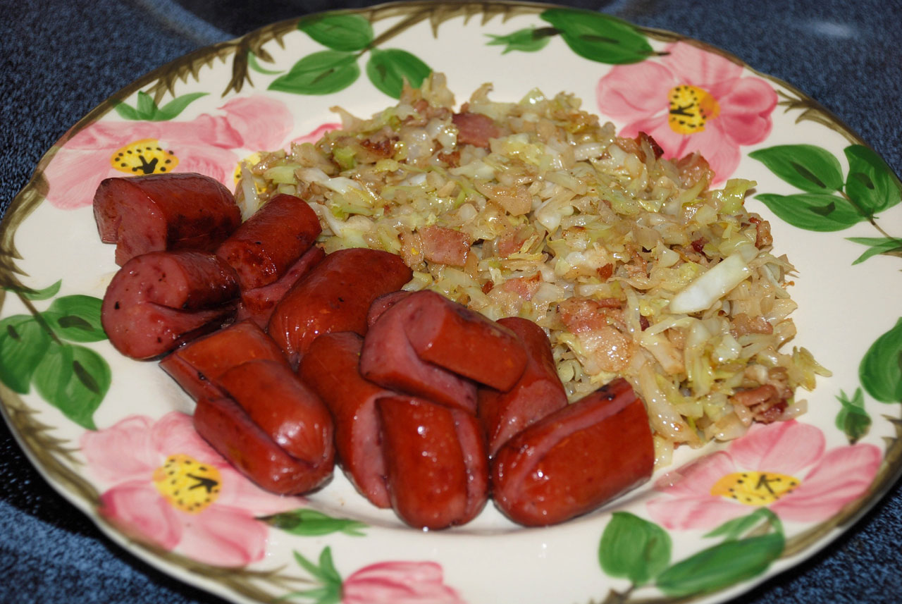 Fried Cabbage And Sausages