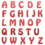 Alfabet litere roșii din piele