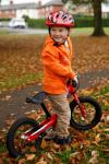 Băiat cu o bicicletă în toamnă