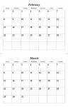 Februar März 2015 Kalender-Schablone