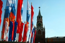 Kremlin, Spasskaya Tower And Flags