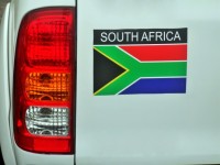 Südafrikanischen Flagge und Rückleuchten