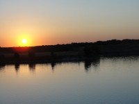 Soluppgång mossa sjö