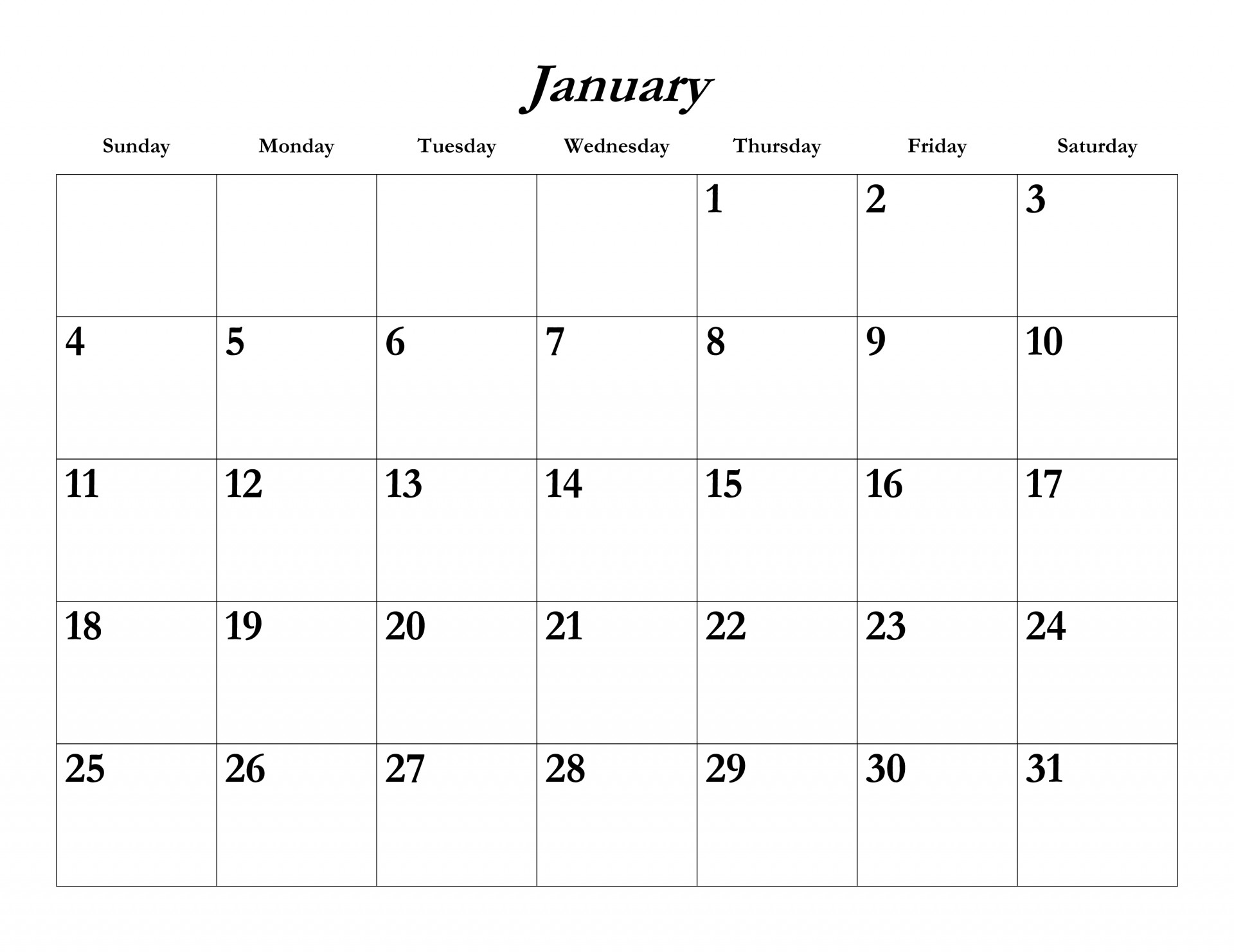 Január 2015 naptár sablon Szabad kép - Public Domain Pictures