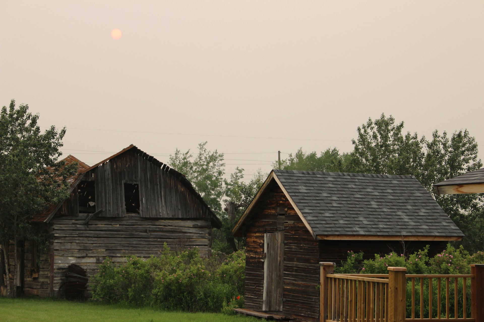 Old Wooden Barn Orange Moon