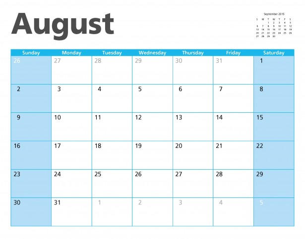 15年8月カレンダーのページ 無料画像 Public Domain Pictures